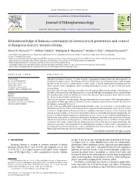 Ethnoknowledge of Bukusu Community on Livestock Tick Prevention and Control