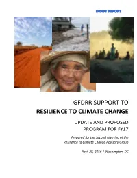 Gfdrr Support to Resilience to Climate Change