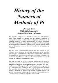 History of the Numerical Methods of Pi
