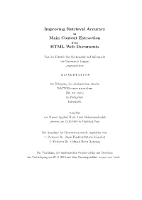 Improving Retrieval Accuracy Main Content Extraction HTML Web