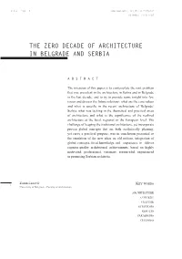 The Zero Decade of Architecture in Belgrade and Serbia