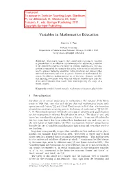 Variables in Mathematics Education
