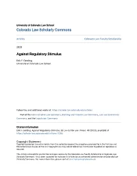 Against Regulatory Stimulus