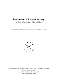 Radionic Patient Survey