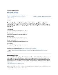 An Investigation Into the Interactions of Gold Nanoparticles and Anti-Arthritic Drugs with Macrophages, and Their Reactivity Towards Thioredoxin Reductase" (2015)