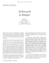 Artificial Intelligence Research at Rutgers