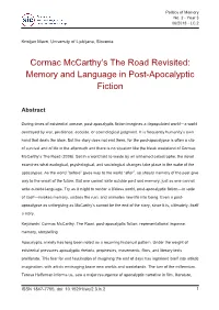 Cormac Mccarthy's the Road Revisited: Memory
