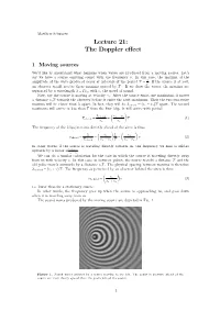 Lecture 21: the Doppler Effect