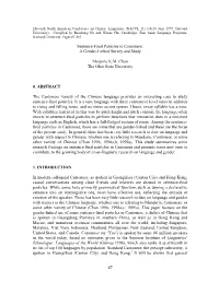Sentence-Final Particles in Cantonese: a Gender-Linked Survey and Study