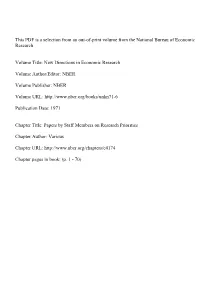 This PDF Is a Selection from an Out-Of-Print Volume from the National Bureau of Economic Research