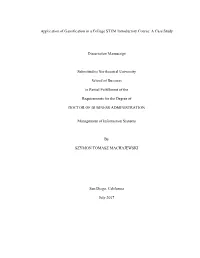 Application of Gamification in a College STEM Introductory Course: a Case Study