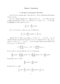 Chapter 6. Integration §1. Integrals of Nonnegative Functions Let (X, S, Μ
