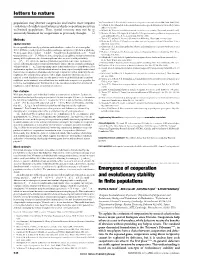 Emergence of Cooperation and Evolutionary Stability in Finite