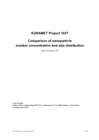 EURAMET 1027) Th E C O Unt Mean Is Defined As the Arithmetic Mean of the Particle Diameter in the System