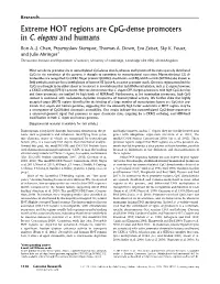 Extreme HOT Regions Are Cpg-Dense Promoters in C. Elegans and Humans