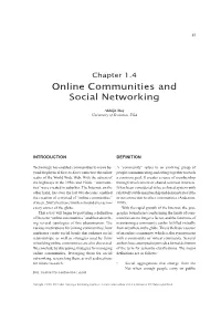 Online Communities and Social Networking