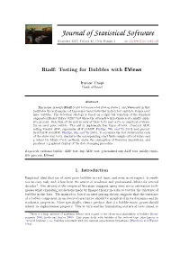 Rtadf: Testing for Bubbles with Eviews