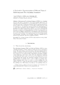 A Declarative Characterization of Different Types of Multicomponent