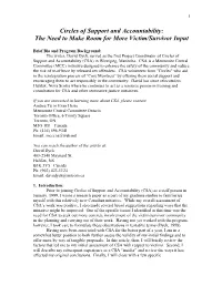 Circles of Support and Accountability: the Need to Make Room for More Victim/Survivor Input