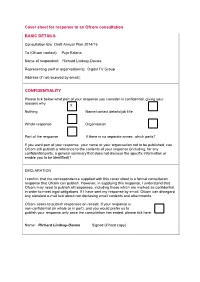Cover Sheet for Response to an Ofcom Consultation BASIC DETAILS