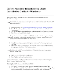 Intel® Processor Identification Utility Installation Guide for Windows*