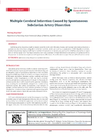 Multiple Cerebral Infarction Caused by Spontaneous Subclavian Artery Dissection