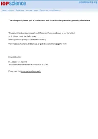 The Orthogonal Planes Split of Quaternions and Its Relation to Quaternion Geometry of Rotations