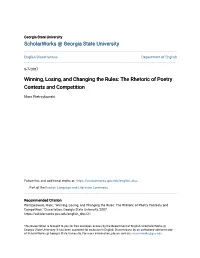 The Rhetoric of Poetry Contests and Competition