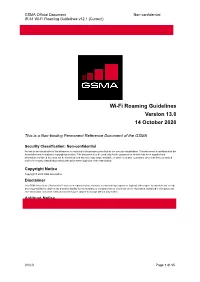 Wi-Fi Roaming Guidelines Version 13.0 14 October 2020