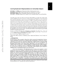 Learning Stylometric Representations for Authorship Analysis