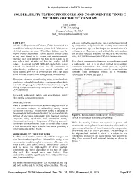 Solderability Testing Protocols and Component Re-Tinning Methods for the 21St Century