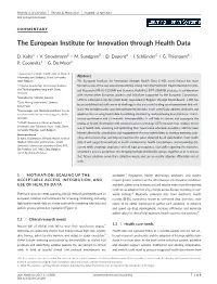 The European Institute for Innovation Through Health Data