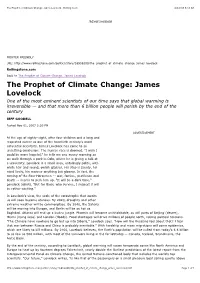 The Prophet of Climate Change James Lovelock Rolling Stone