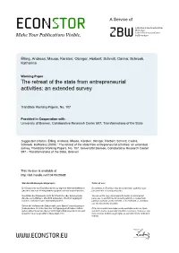 The Retreat of the State from Entrepreneurial Activities: an Extended Survey