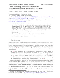 Characterizing Moonshine Functions by Vertex-Operator-Algebraic Conditions