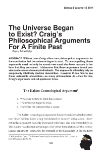 Craig's Philosophical Arguments for a Finite Past