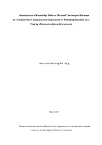 Development of Knowledge Within a Chemical-Toxicological Database to Formulate Novel Computational Approaches for Predicting