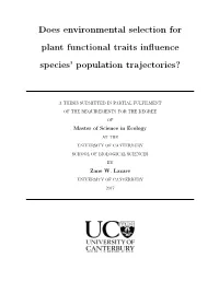 Does Environmental Selection for Plant Functional Traits Influence Species