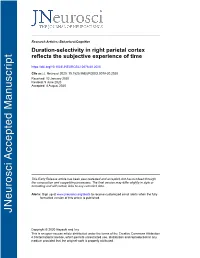 Duration-Selectivity in Right Parietal Cortex Reflects the Subjective Experience of Time