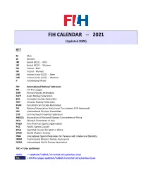Fih Calendar -- 2021