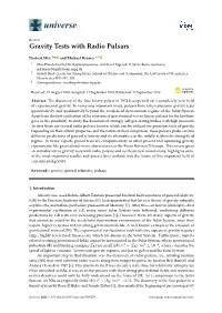 Gravity Tests with Radio Pulsars