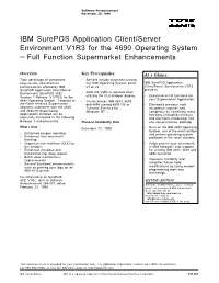 IBM Surepos Application Client/Server Environment V1R3 for the 4690 Operating System — Full Function Supermarket Enhancements
