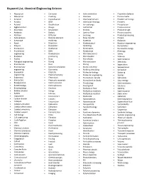 Keyword List, Chemical Engineering Science