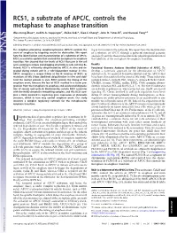 RCS1, a Substrate of APC/C, Controls the Metaphase to Anaphase Transition