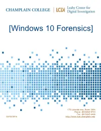 Windows 10 Forensics]