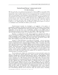 Emotion-Focused Therapy: a Summary and Overview