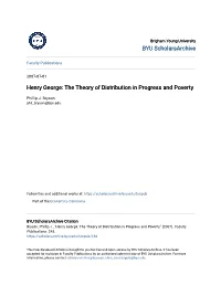 Henry George: the Theory of Distribution in Progress and Poverty