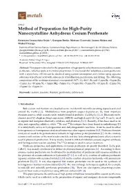Method of Preparation for High-Purity Nanocrystalline Anhydrous Cesium Perrhenate
