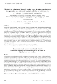 Methods for Selection of Daphnia Resting Eggs: the Influence of Manual Decapsulation and Sodium Hypoclorite Solution on Hatching Rates T