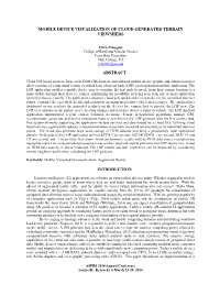 Mobile Device Visualization of Cloud Generated Terrain Viewsheds Abstract Introduction